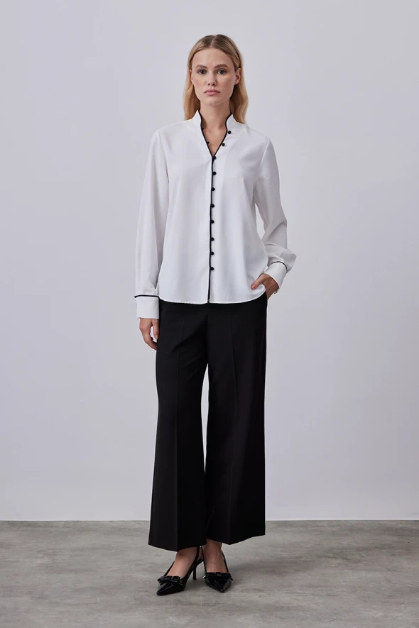 Blouse with Piping - Ecru - 2