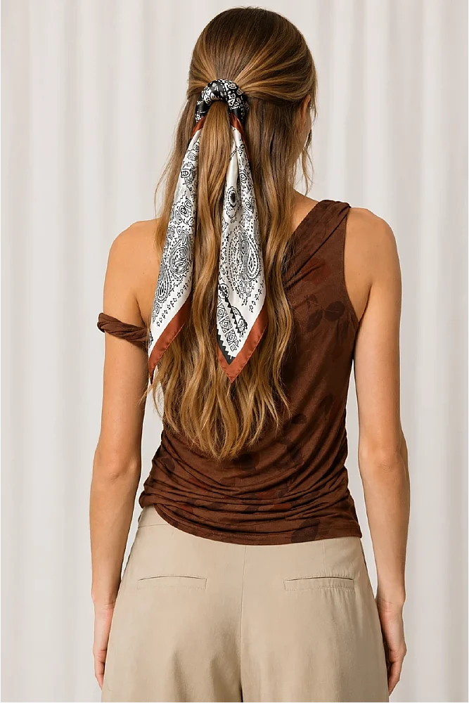 Bohemian Bandana Print Scarf - Black Black