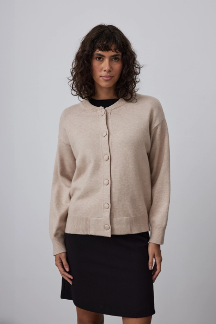 Bomber Knitwear Jacket - Beige Beige