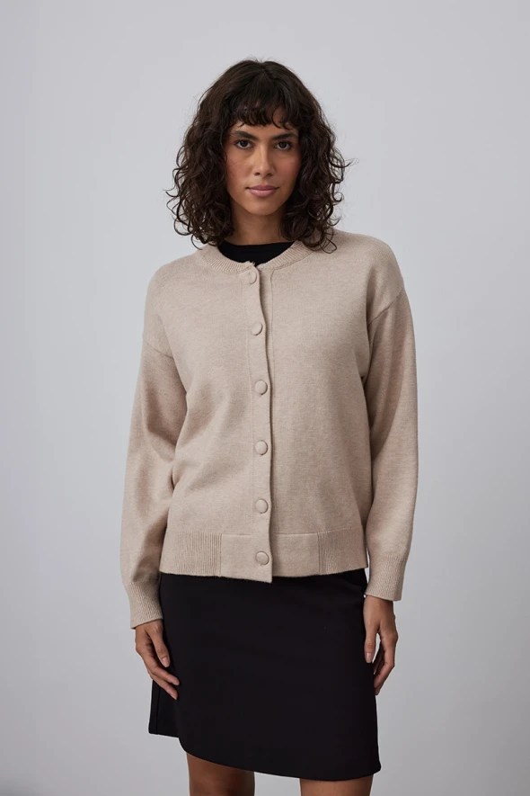 Bomber Knitwear Jacket - Beige - 1