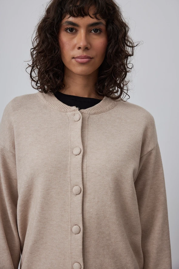 Bomber Knitwear Jacket - Beige - 3