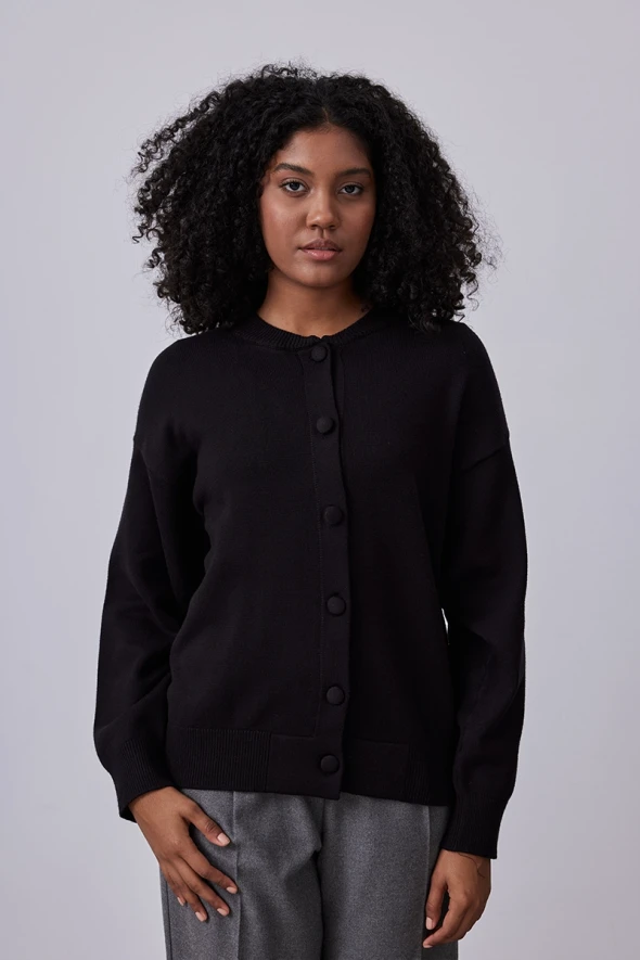 Bomber Knitwear Jacket - Black - 1