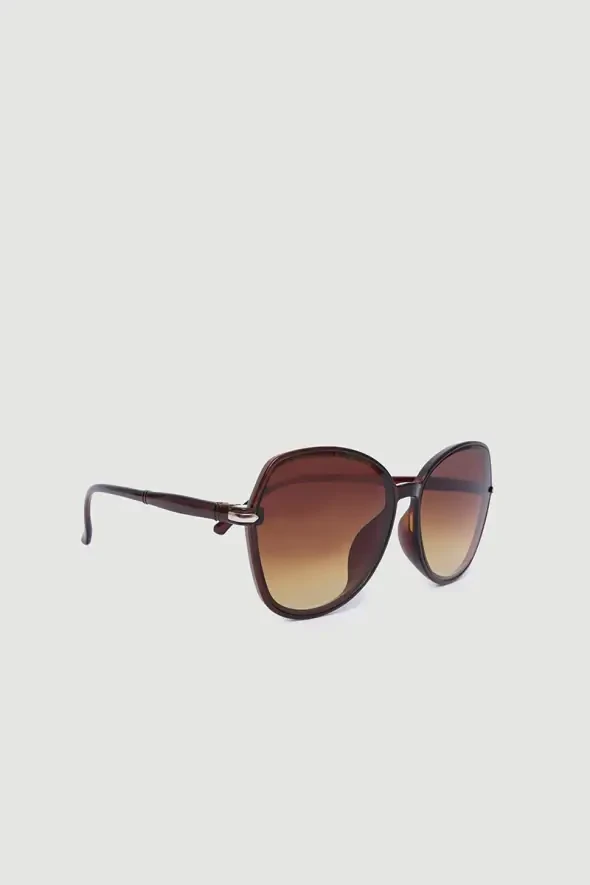 Bone Framed Round Sunglasses - Brown - 2