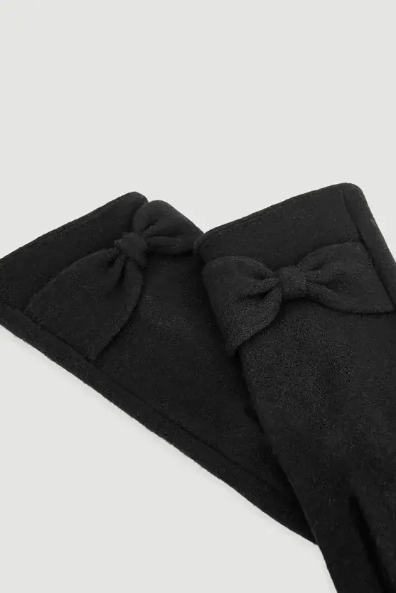 Bow Detail Gloves - Black - Gusto