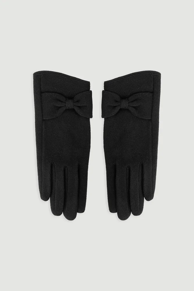 Bow Detail Gloves Black Black