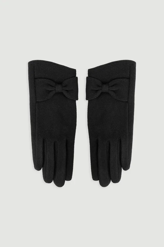 Bow Detail Gloves Black - Gusto