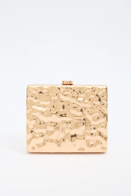 Box Clutch Bag - Gold Gold