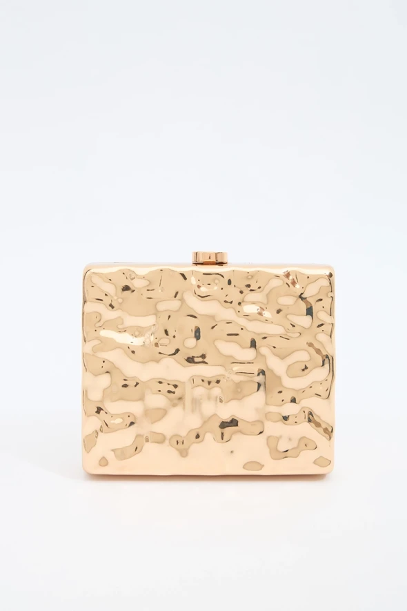 Box Clutch Bag - Gold - 1