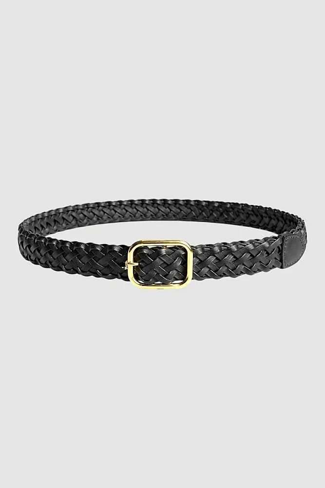 Braided Belt with Square Buckle - Black