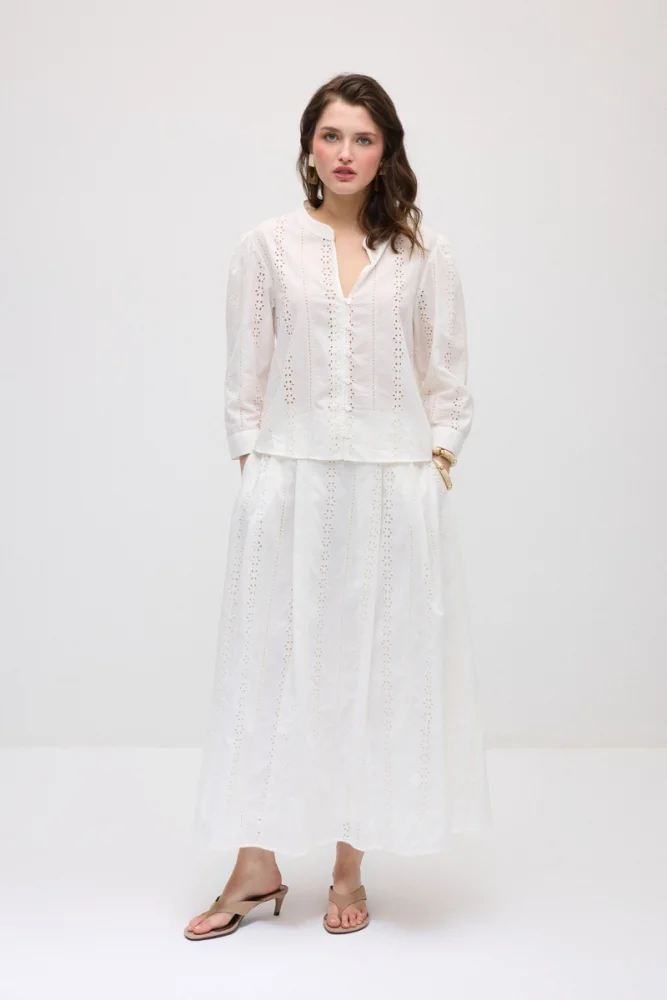 Broderie Cotton Shirt - White White