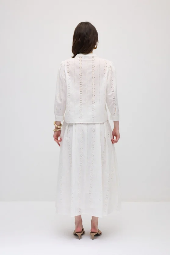 Broderie Cotton Shirt - White - 6