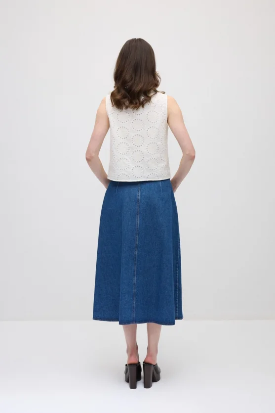 Broderie Cotton Vest - White - 5