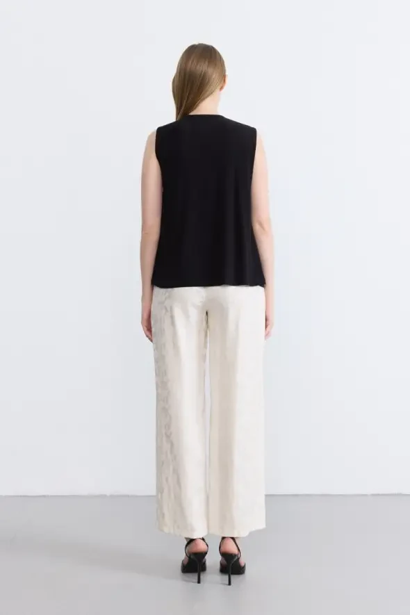 Buckle Detail Jersey Blouse - Black - 4