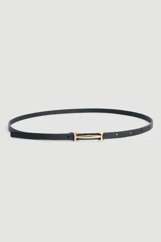 Buckle Thin Belt - Black - 1