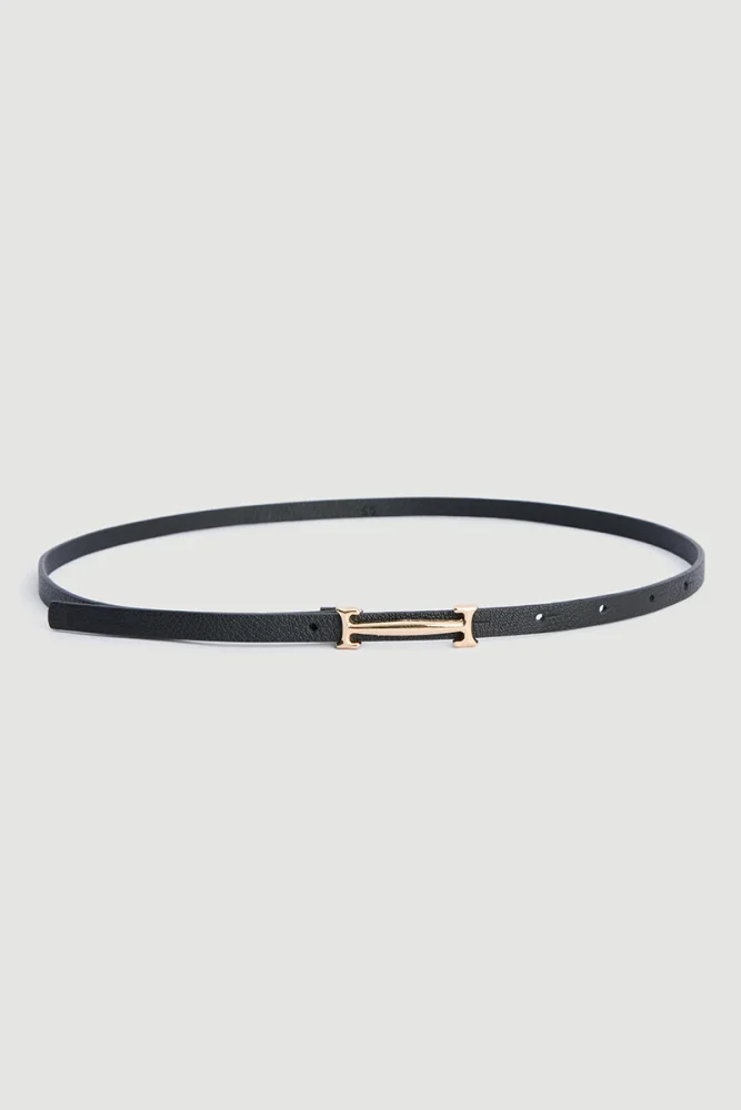 Buckle Thin Belt Black