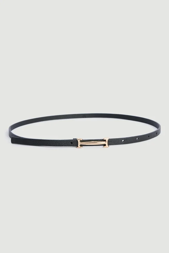 Buckle Thin Belt Black - Gusto