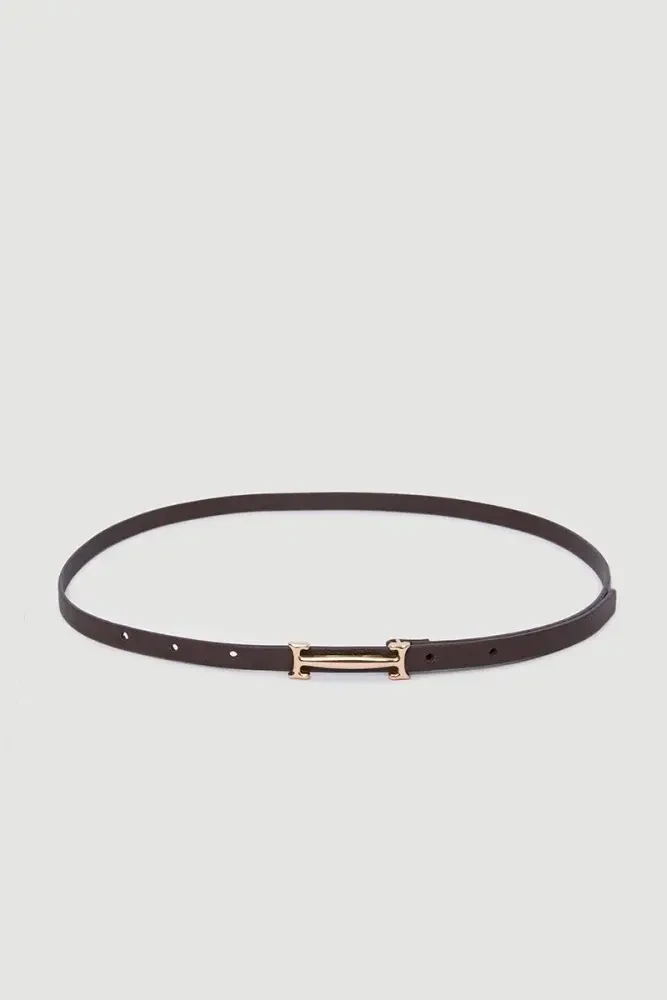 Buckle Thin Belt - Brown