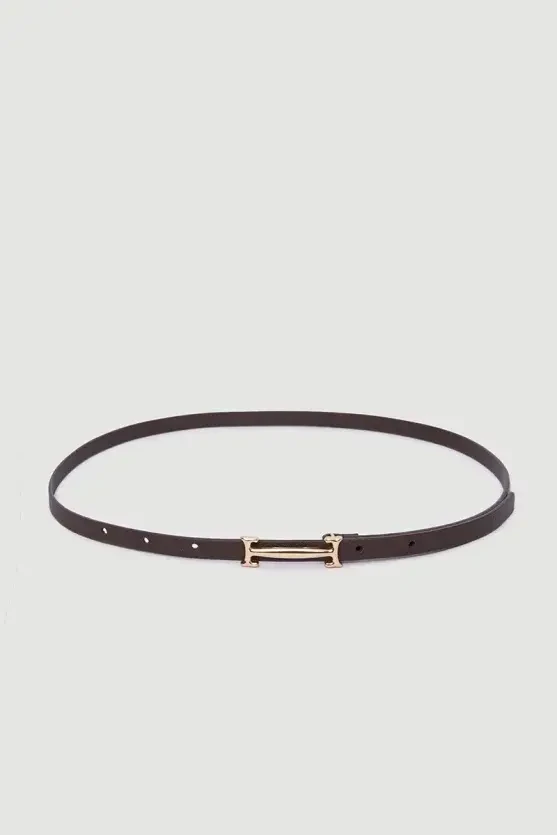 Buckle Thin Belt - Brown - Gusto