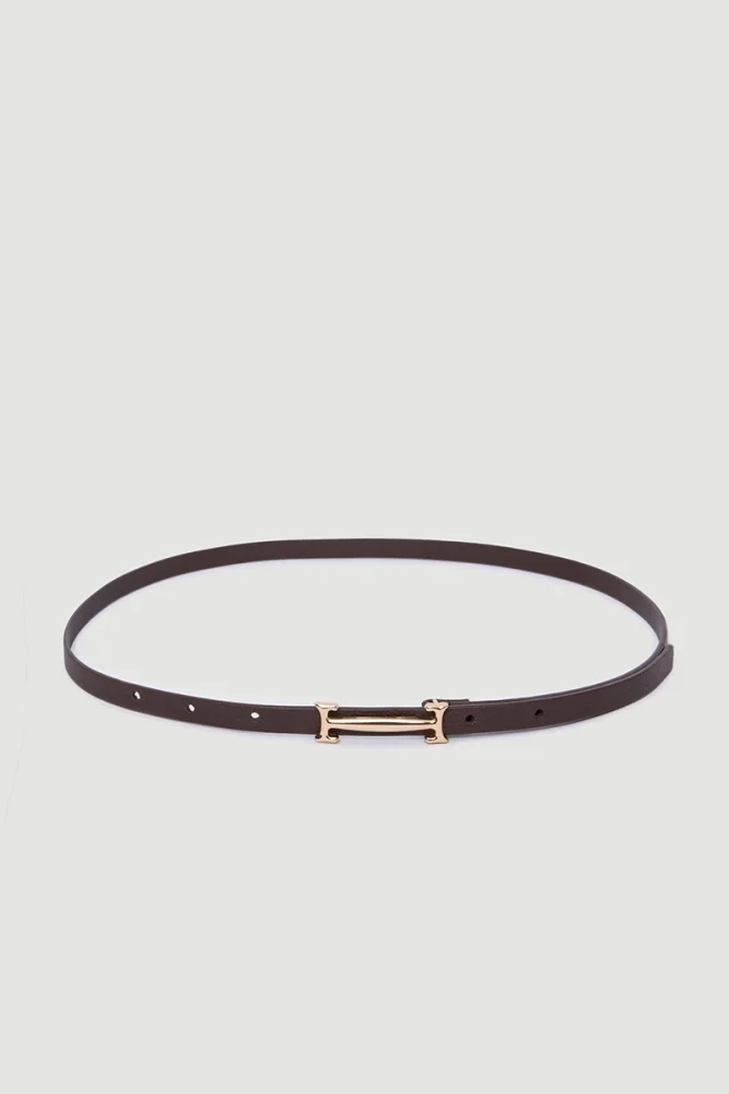 Buckle Thin Belt Brown