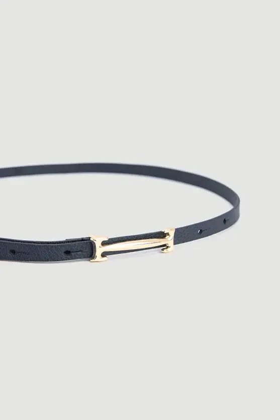 Buckle Thin Belt - Navy - 2
