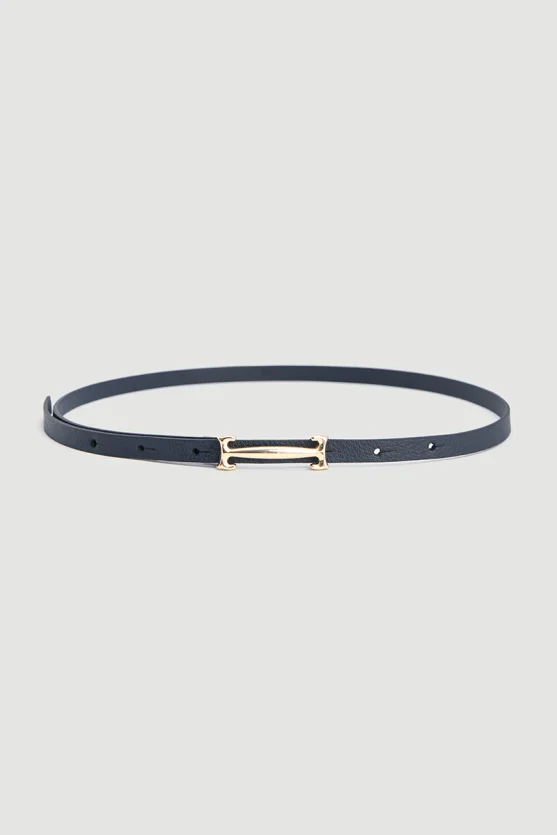 Buckle Thin Belt - Navy - Gusto