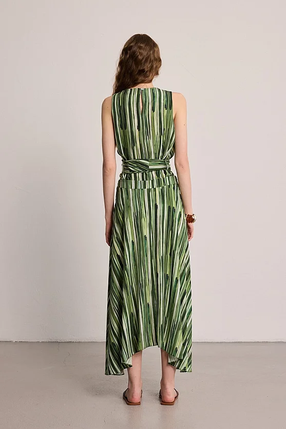 Butterfly Collection Asymmetric Maxi Skirt - Green - 5