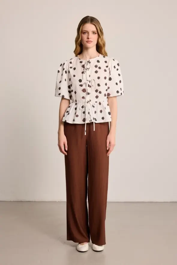 Butterfly Collection Balloon Sleeve Blouse - White - 2