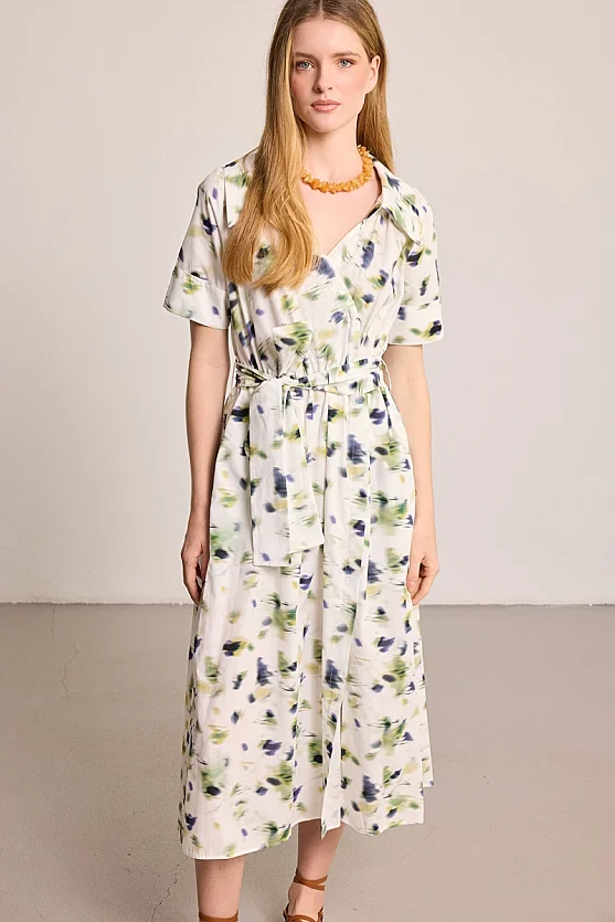 Butterfly Collection Half Sleeve Maxi Dress - White - 2