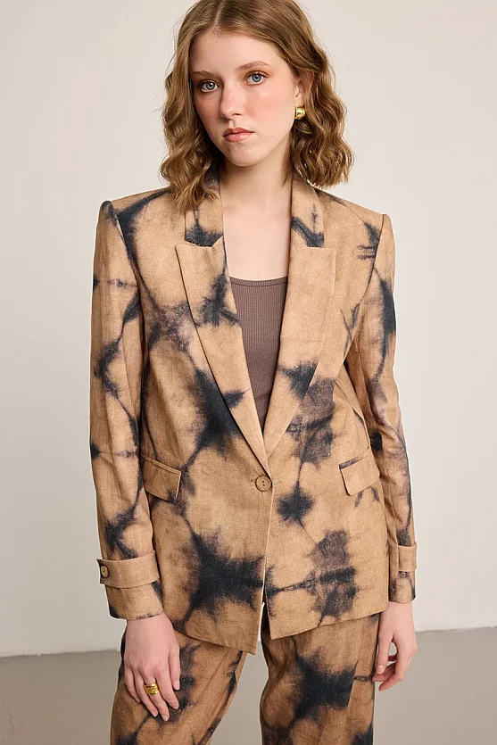 Butterfly Collection Linen Jacket - Mink - 6