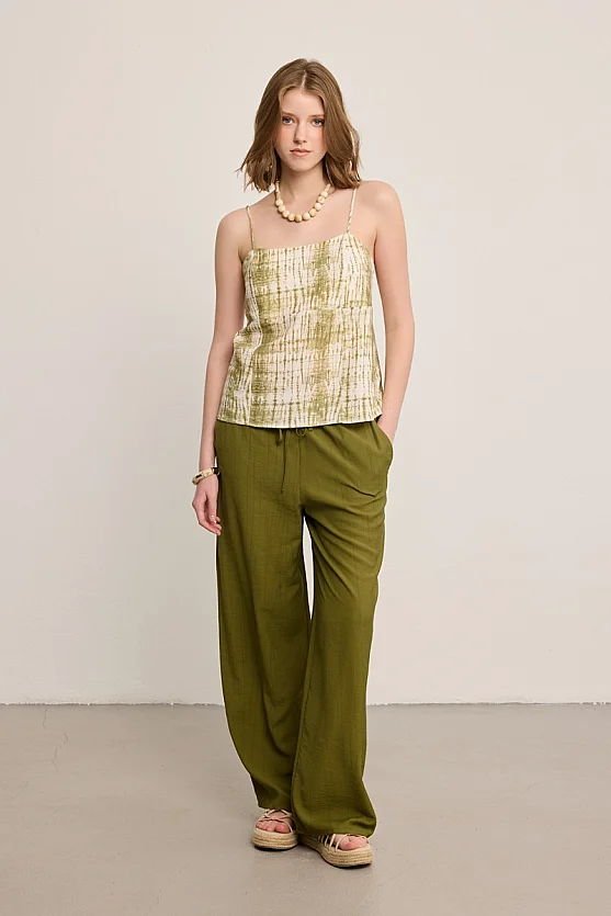 Butterfly Collection Linen Tank Top - Green - 3