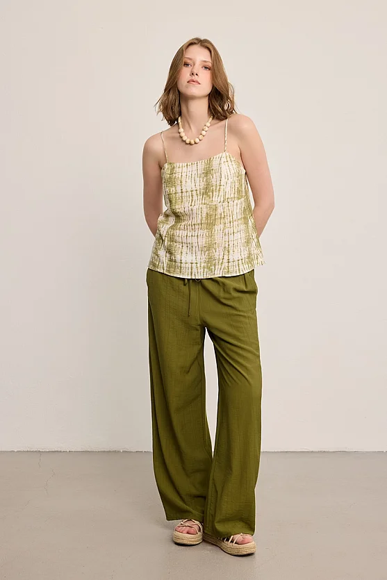 Butterfly Collection Linen Tank Top - Green - Gusto