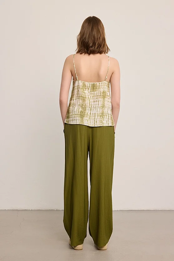 Butterfly Collection Linen Tank Top - Green - 6