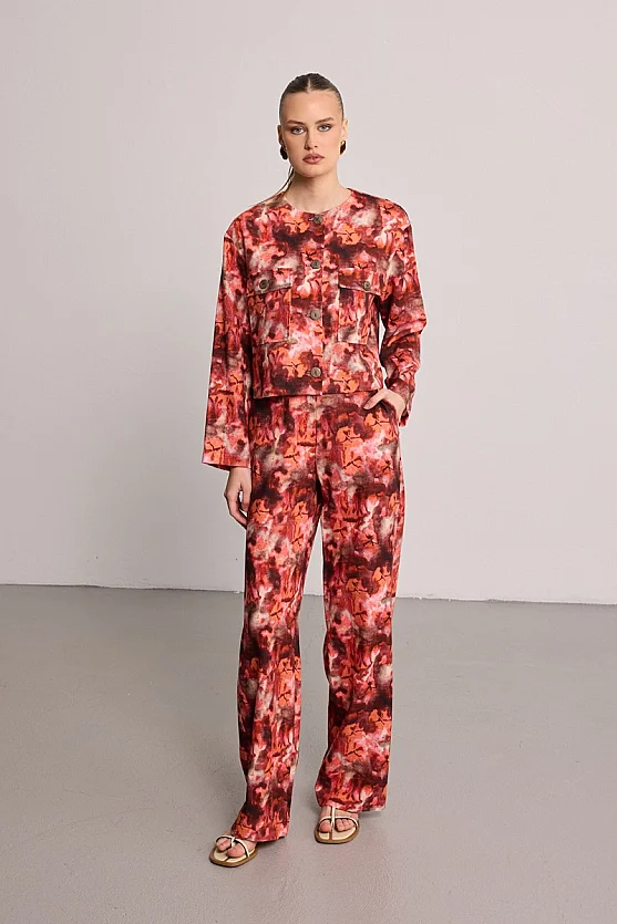 Butterfly Collection Linen Trousers - Burgundy - Gusto