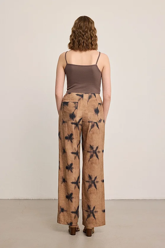 Butterfly Collection Linen Trousers - Mink - 6