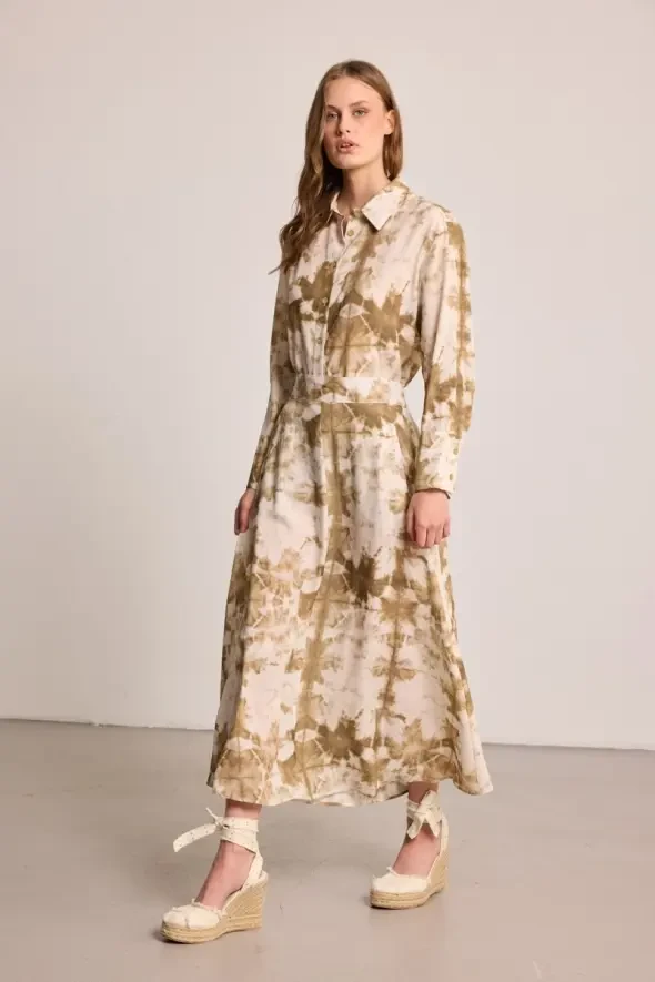 Butterfly Collection Long Flared Skirt - Beige - 2