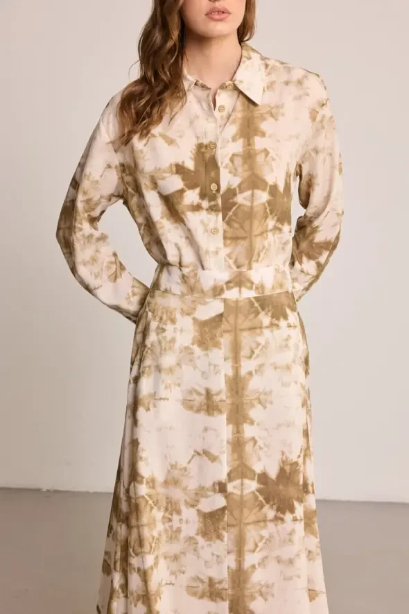 Butterfly Collection Long Flared Skirt - Beige - 4