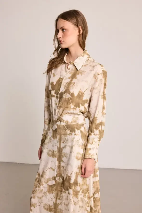 Butterfly Collection Long Flared Skirt - Beige - 5