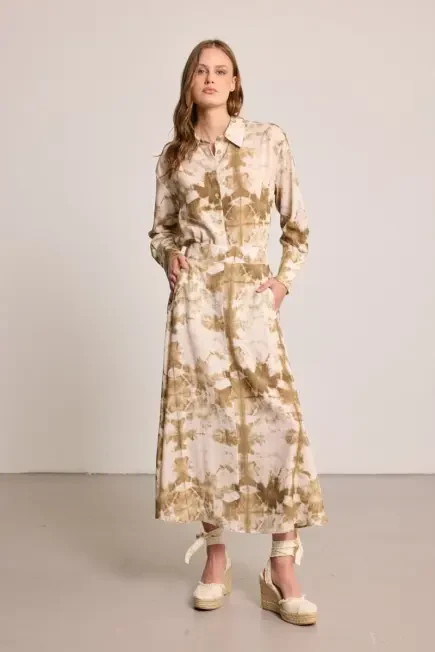 Butterfly Collection Long Flared Skirt - Beige - Gusto