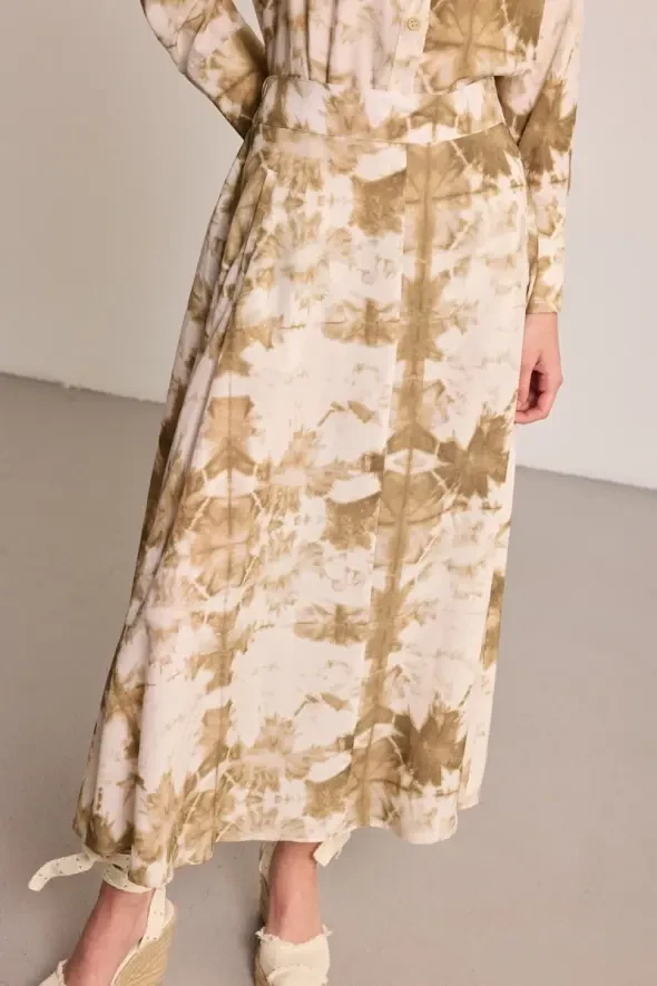 Butterfly Collection Long Flared Skirt - Beige - 3