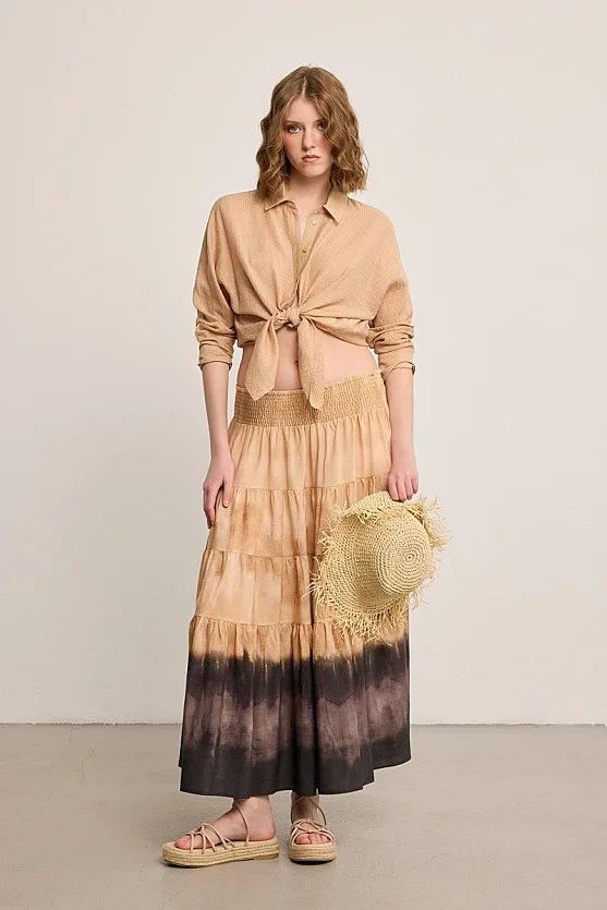 Butterfly Collection Lyocell Maxi Skirt - Camel - 3