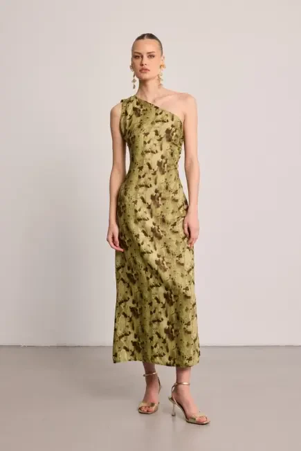 Butterfly Collection One-Shoulder Dress - Green Green