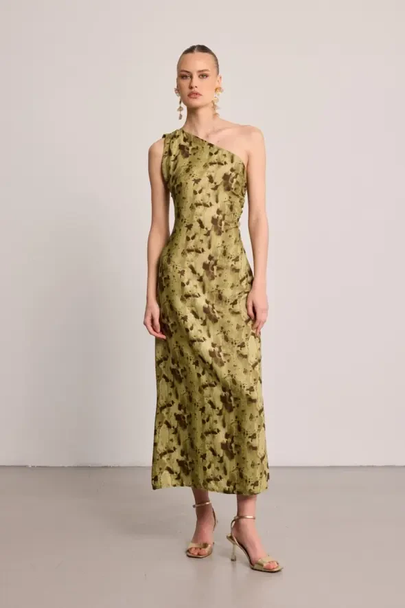 Butterfly Collection One-Shoulder Dress - Green - 1