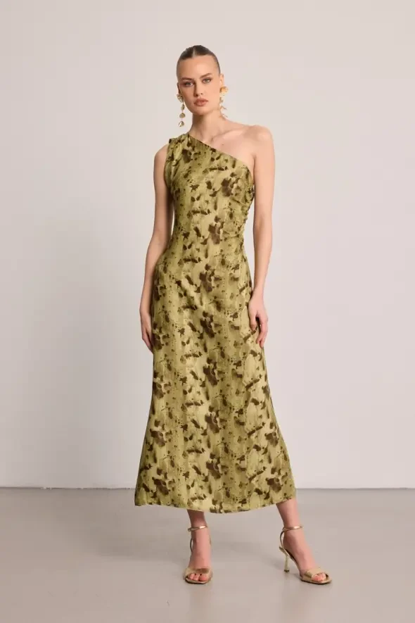 Butterfly Collection One-Shoulder Dress - Green - 2
