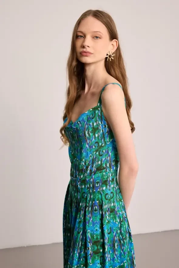 Butterfly Collection Pleated Dress - Green - 3