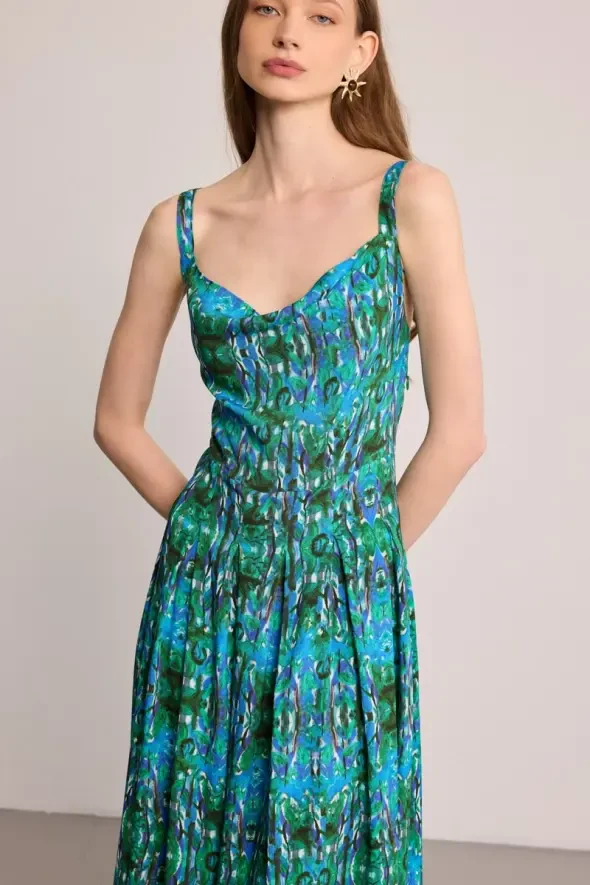 Butterfly Collection Pleated Dress - Green - 6