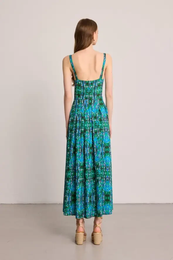 Butterfly Collection Pleated Dress - Green - 8