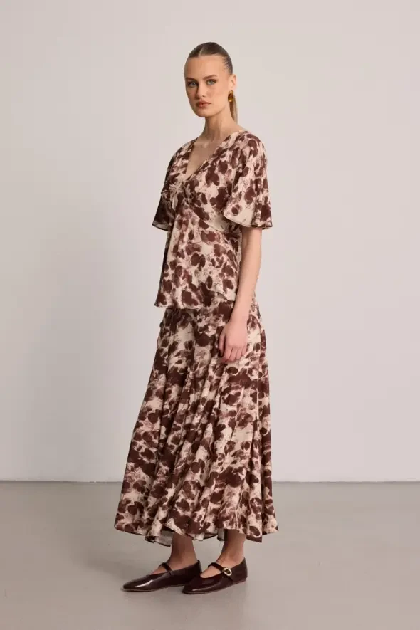 Butterfly Collection Viscose Blouse - Brown - 2
