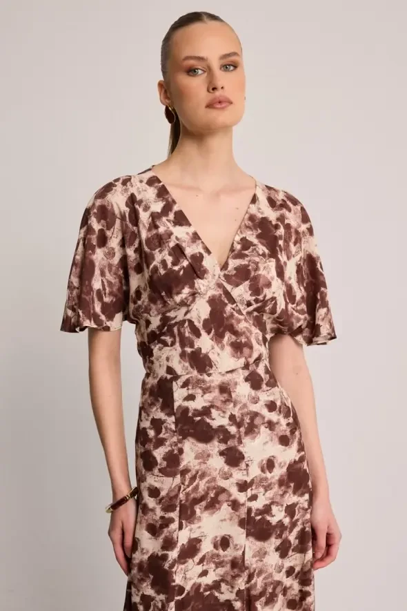 Butterfly Collection Viscose Blouse - Brown - 4