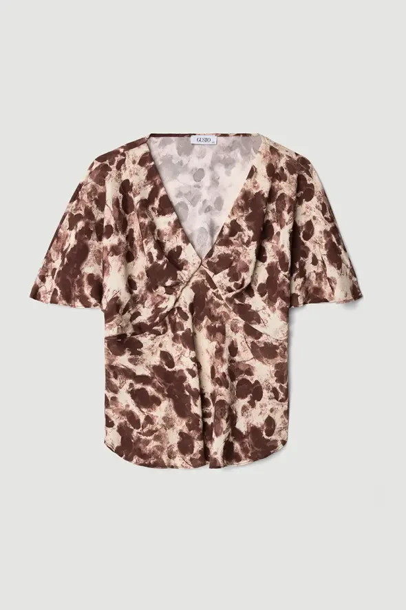 Butterfly Collection Viscose Blouse - Brown - 6
