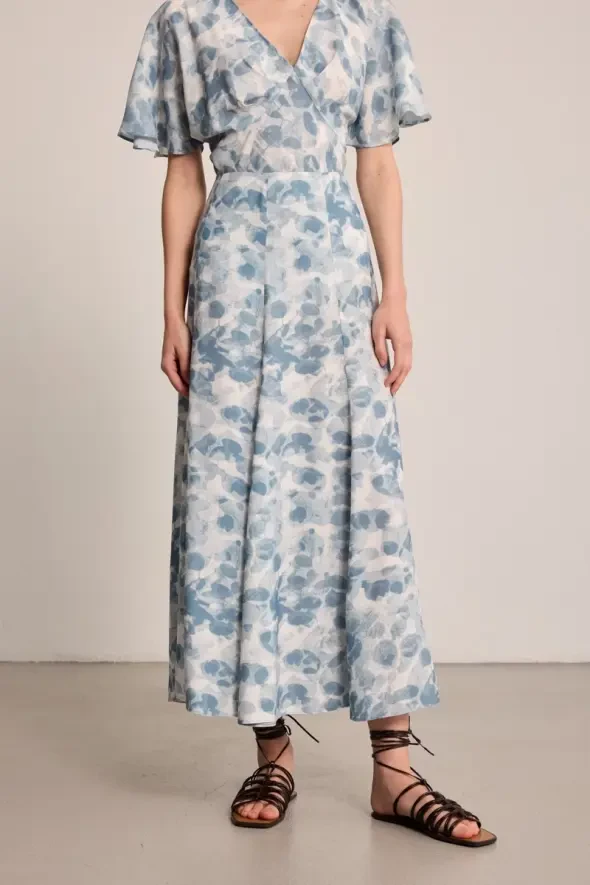 Butterfly Collection Viscose Long Skirt - Blue - 3